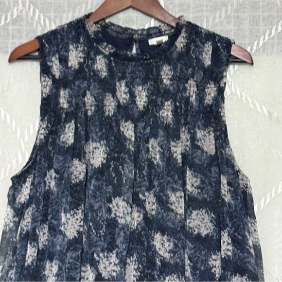 Joie Sleeveless High Neck Dark Blue Floral Mini Dress - Picture 2 of 8